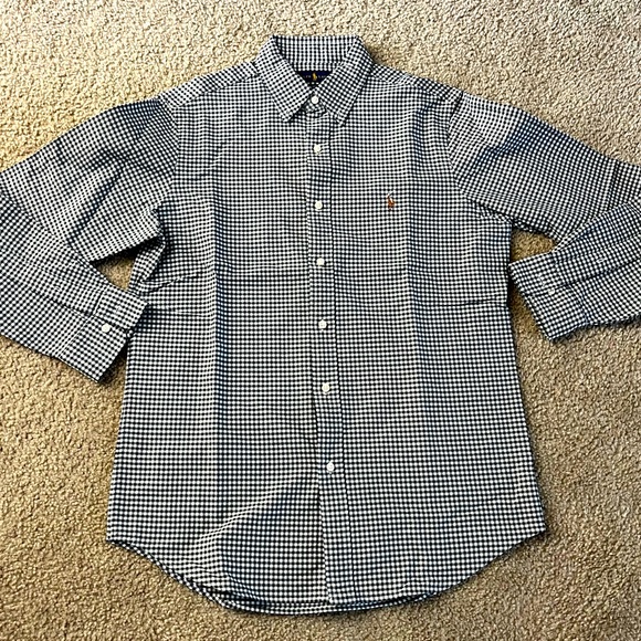 Polo Ralph Lauren black and white check print button down shirt size medium - Picture 1 of 2